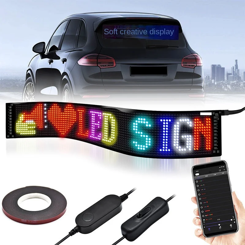 Flexible Car Led Advertising Sign Display Mobile App Control Stick To Play Flexible Display