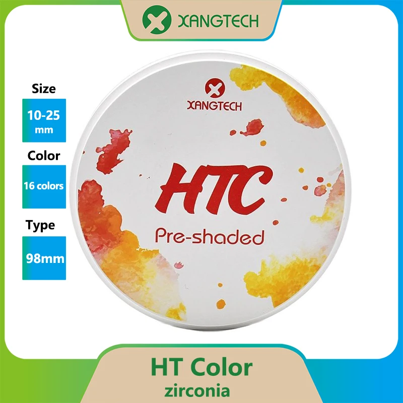 XANGTECH HT 컬러 지르코니아 블록, 치과 실험실용 개방 시스템, 지르코니아 디스크 A1 A2 98mm