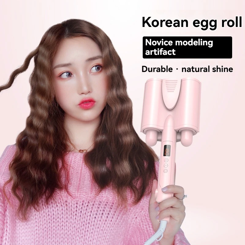 LCD Three-tube Egg Roll Curling Iron Water Ripple Three-tube Electric Curling Iron Splint Egg Roll Hair Iron