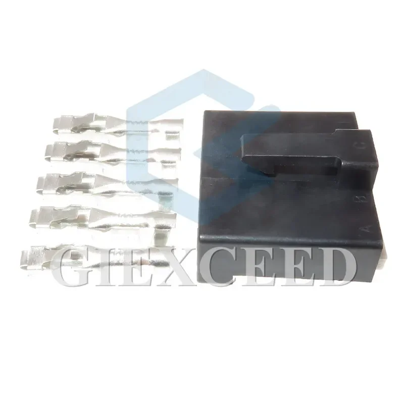 2 Sets 5 Pin Auto Connector Black Electrical AC Assembly Female Sockets With Pins Terminals