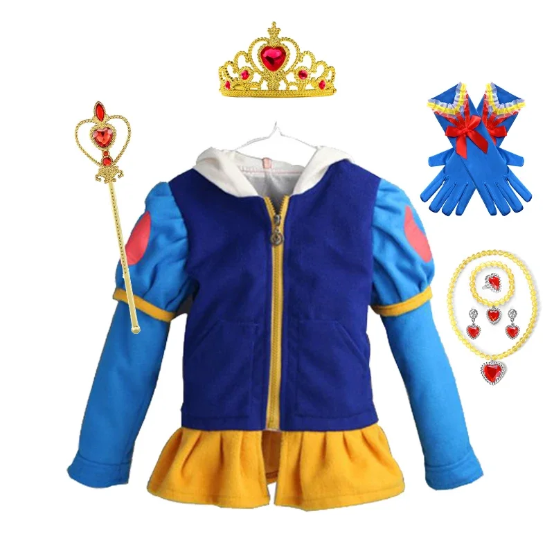 

Hooded Jackets For Girls Spring Kids Cartoon Snow White Anna Cotton Outerwear Children Casual Coats Girls Clothing Outfits