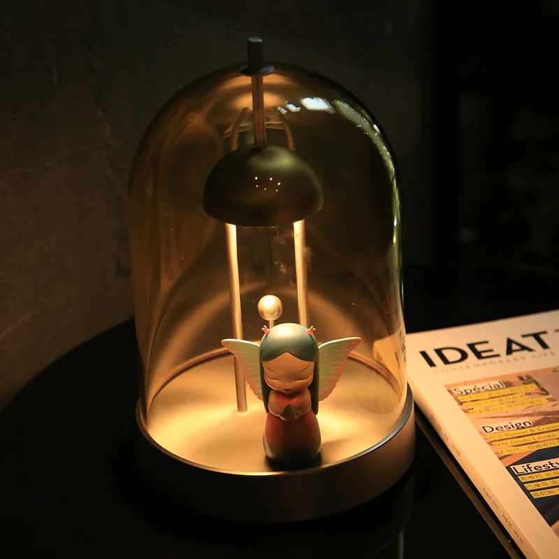 

Alloy Steel Brushed Nickel Battery-Powered Lampe De Chevet for Jewelry Doll Model Display with Aluminum Base