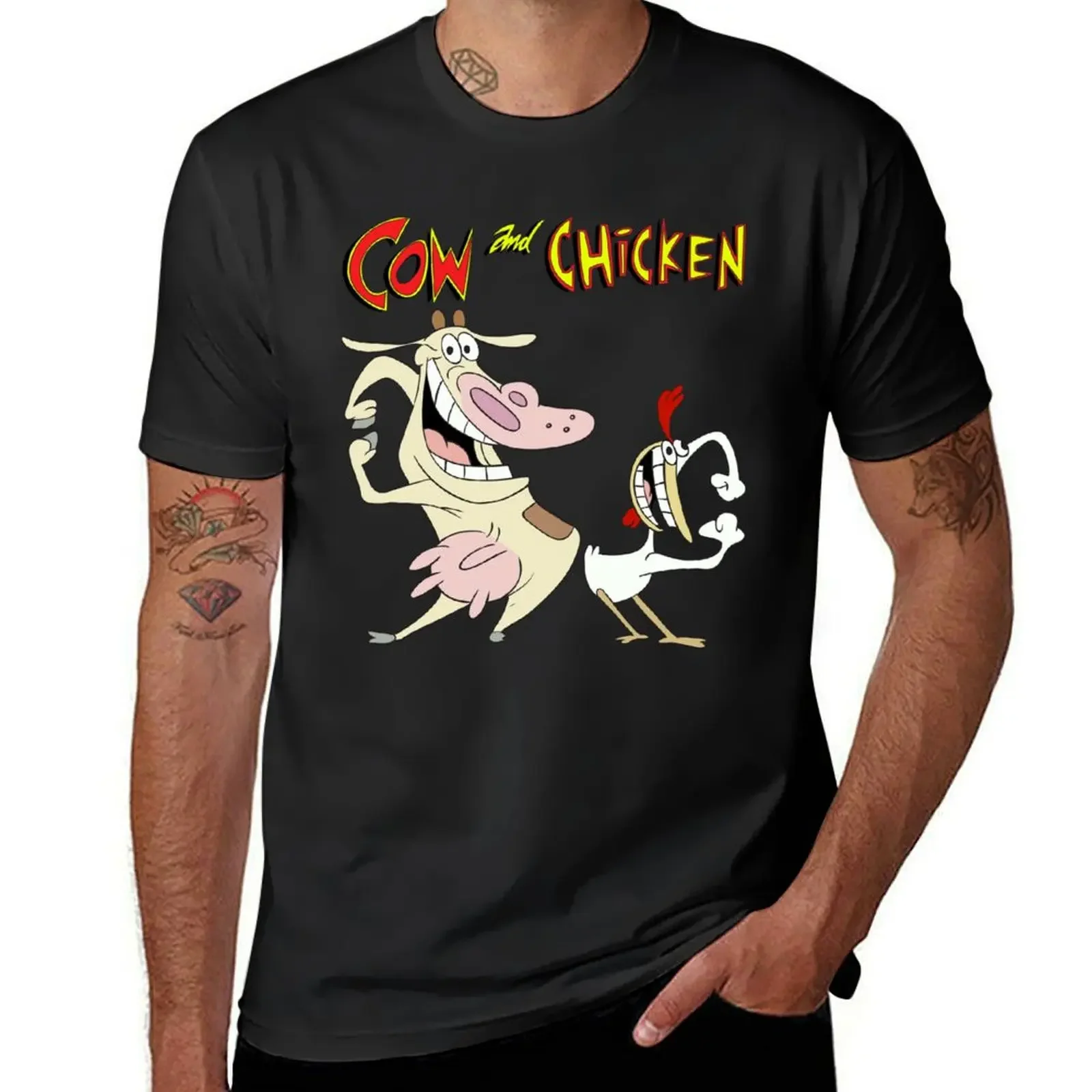 

Cow and Chicken T-Shirt anime clothes cotton man t-shirts Clothing oversized mens t shirt