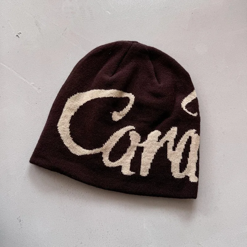 Coffee Carat 2025 Winter Warm Caps Y2K Beanies Hats Hip-hop Soft Hat Brim Warm Knitted Slouchy Cap For Men Women Girl Lady Man