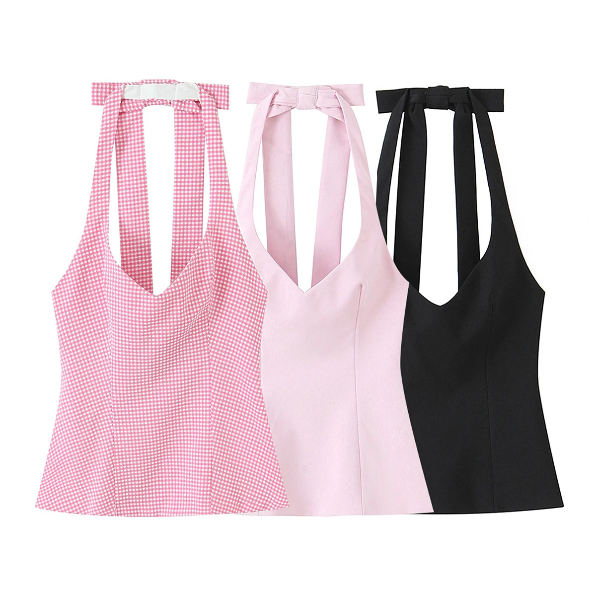 

2025 Summer New Versatile Solid Color Women Top Sexy Hanging Neck Female Sleeveless Tank Tops