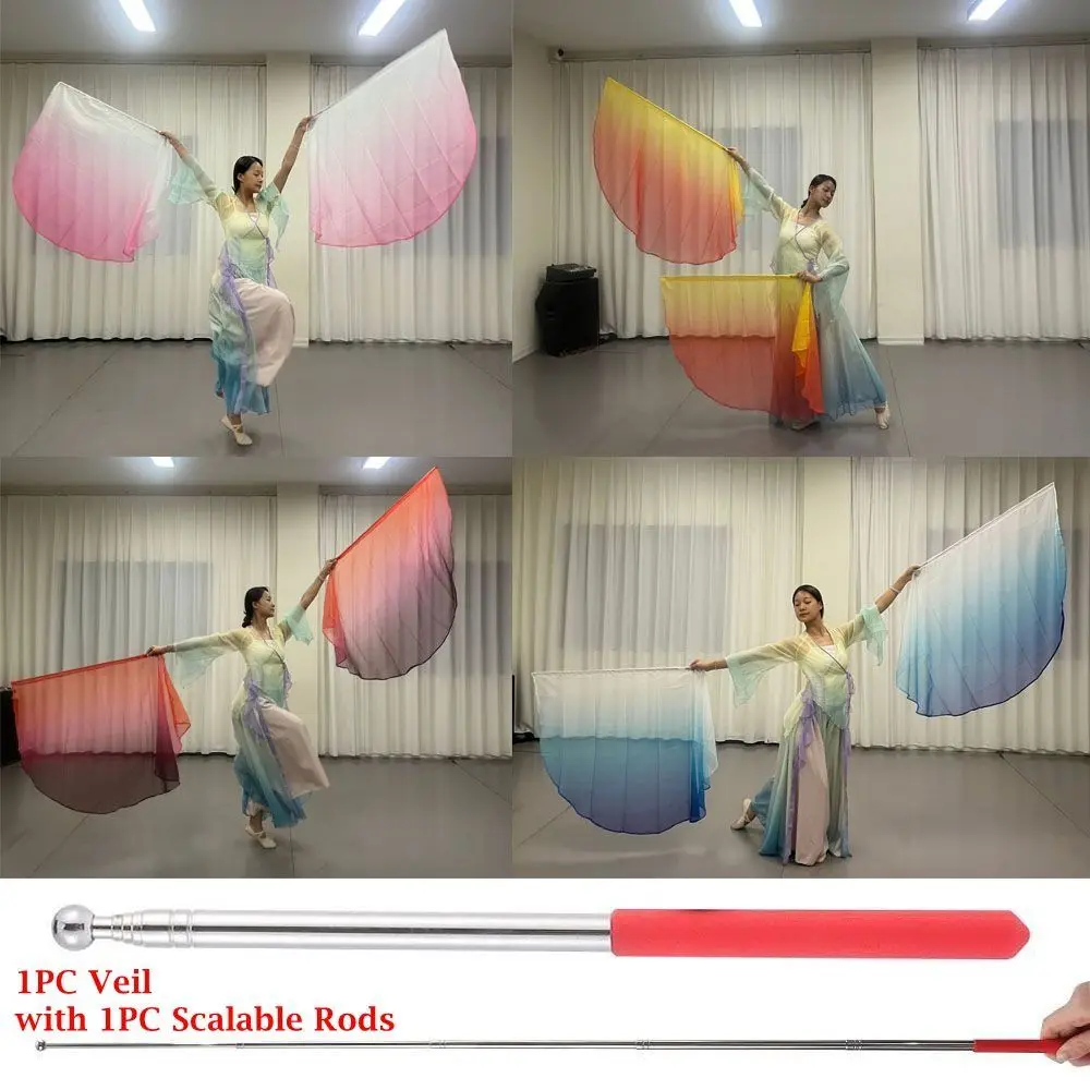 avec bâtons télescopiques, accessoires de danse du ventre, tiges évolutives, foulards légers et colorés, drapeau multicolore Portable