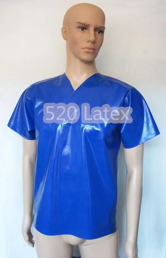 Handmade Short Sleeved Men latex Polo Shirt fashion rubber Shirts Fashion Tops