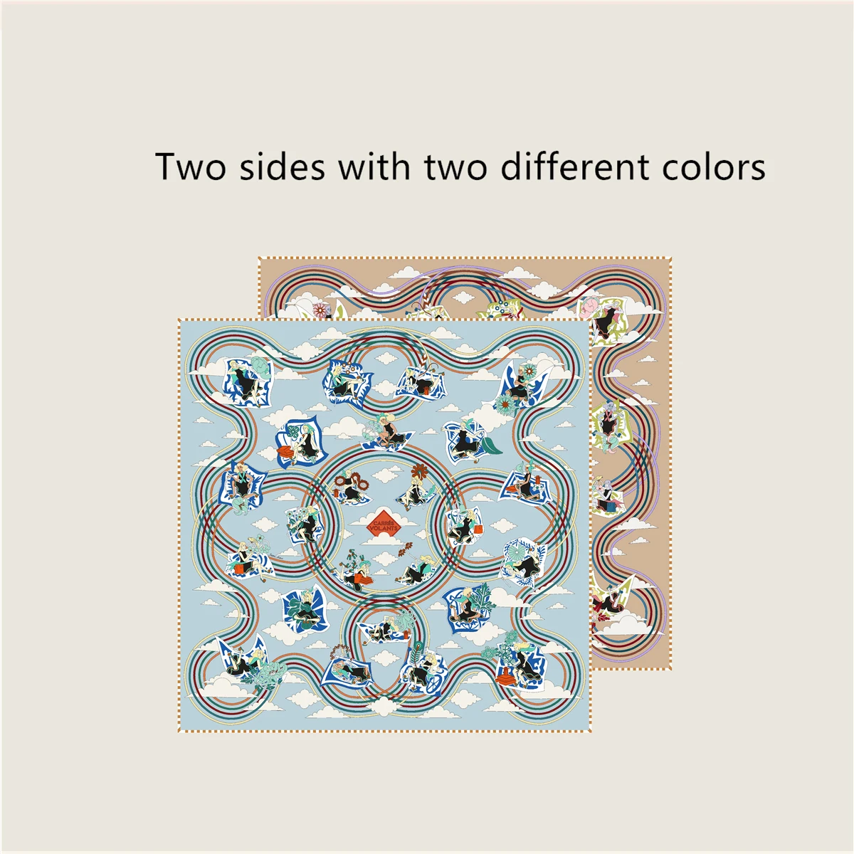 Dwustronna Apaszka Jedwabna Mała 53cm Damska Ręcznie Zwijana Szal Luksusowe Marki Torebka Akcesoria do Włosów Prezent Świąteczny dla Pani