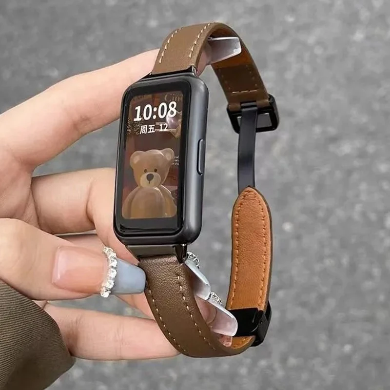 

Кожаный ремешок для Huawei Band 10/9/8, магнитный ремешок для часов, сменный ремешок, спортивный браслет-петля для Huawei Smartband 9 8 10