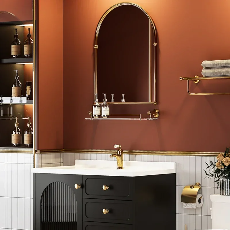 

Retro Bathroom Cabinet Combination Oak Paint Washbasin Bathroom Ceramic Integrated