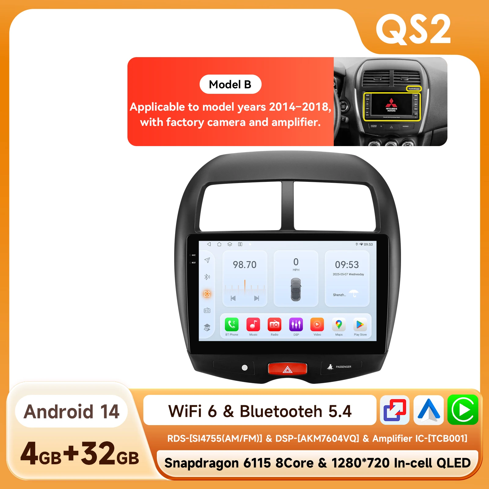 Hizpo 10.1 "Autoradio Intelligente Systemen Voor Mitsubishi Asx 1 2010 - 2018 Multimedia Carplay Android Auto Gps Nr. 2 Din 2din Dvd - afbeelding 1