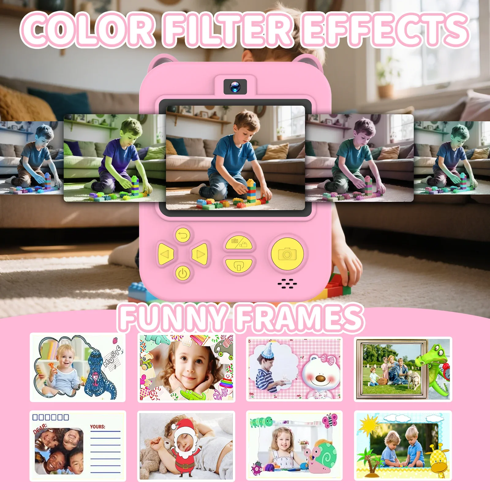 Digitale Instant Print-fotocamera voor kinderen, mini-thermische printer, videorecorder, educatieve digitale kindercamera