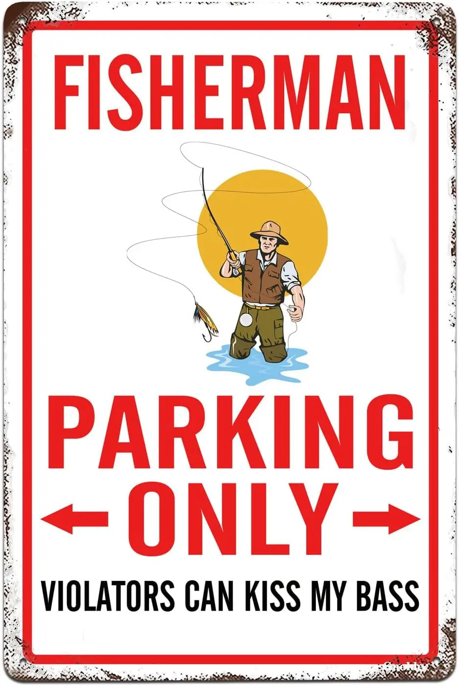 Metal Tin Sign Fisherman Parking Only Rustic Decor Retro Sign Home Garage Bedroom Beach Street Road Lane Park Wall Decoration Ou