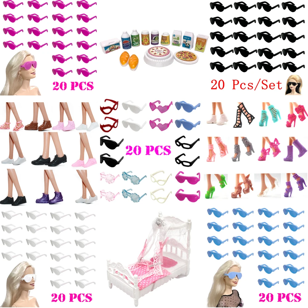 Mix Style Fashion Shoes Stocking SunGlasses 1/6  Doll Eyeglasses For Barbie Doll Dollhouse DIY Accessories For Kelly Doll JJ