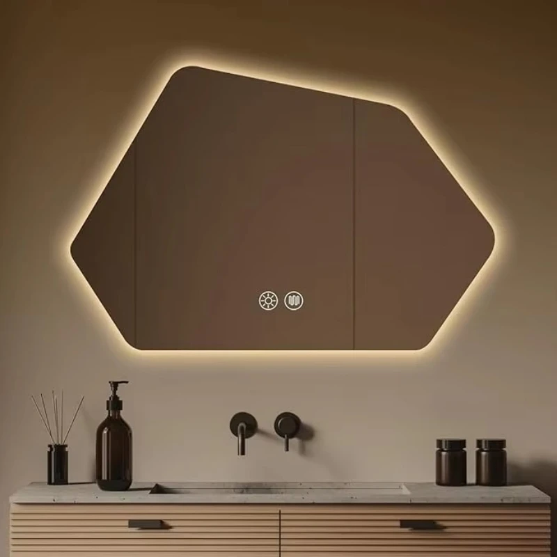 Polygonal barbershop mirror for sale, wall-mounted mirror for hotel bathroom bedroom decoration