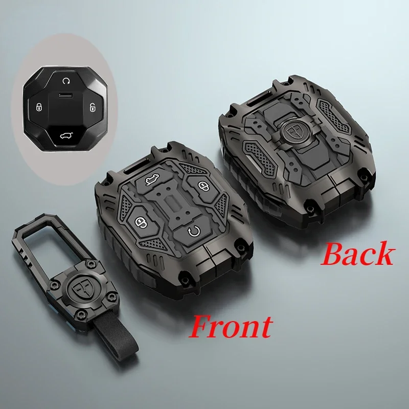 

Чехол для автомобильного ключа из цинкового сплава + силикагеля с 4 кнопками для Chery Jetour T2 Traveler 2023 2024, автомобильные аксессуары без ключа