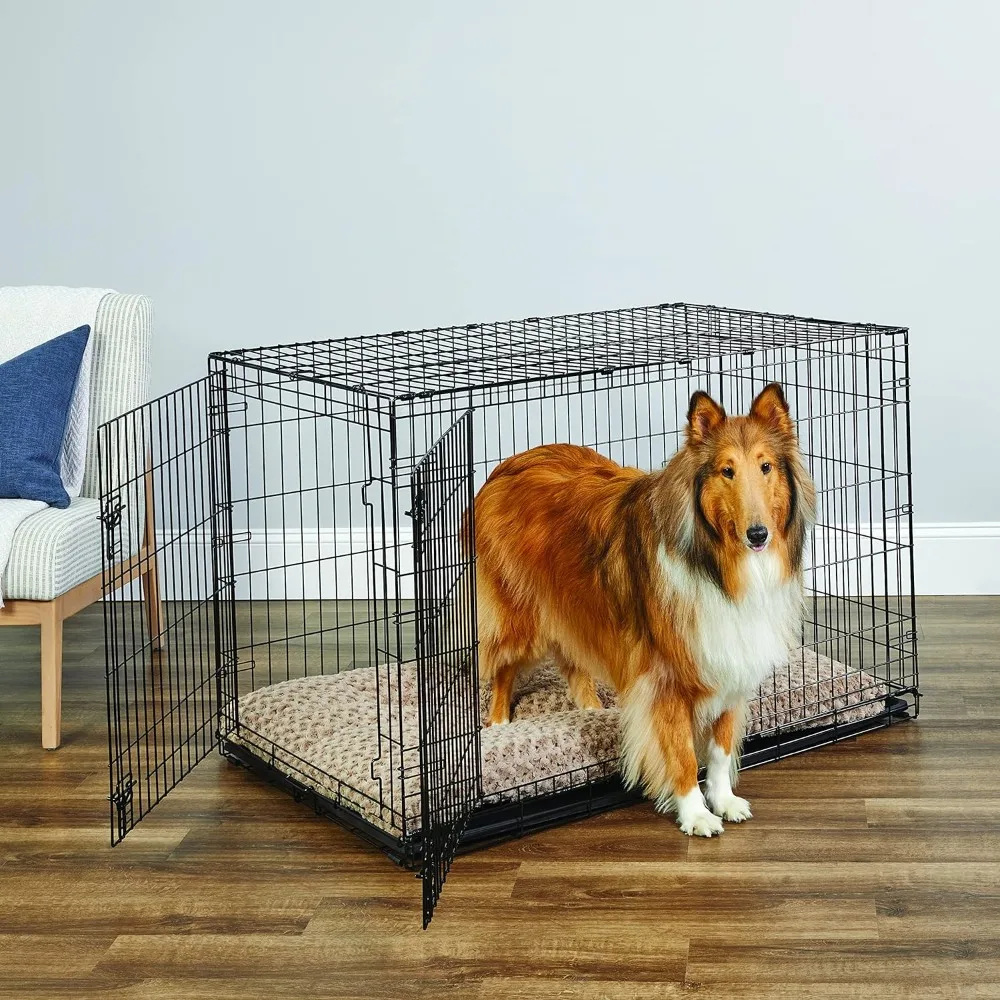 New World Newly Enhanced Double Door New World Dog Crate, Includes Leak-Proof Pan, Floor Protecting Feet, & New Patented