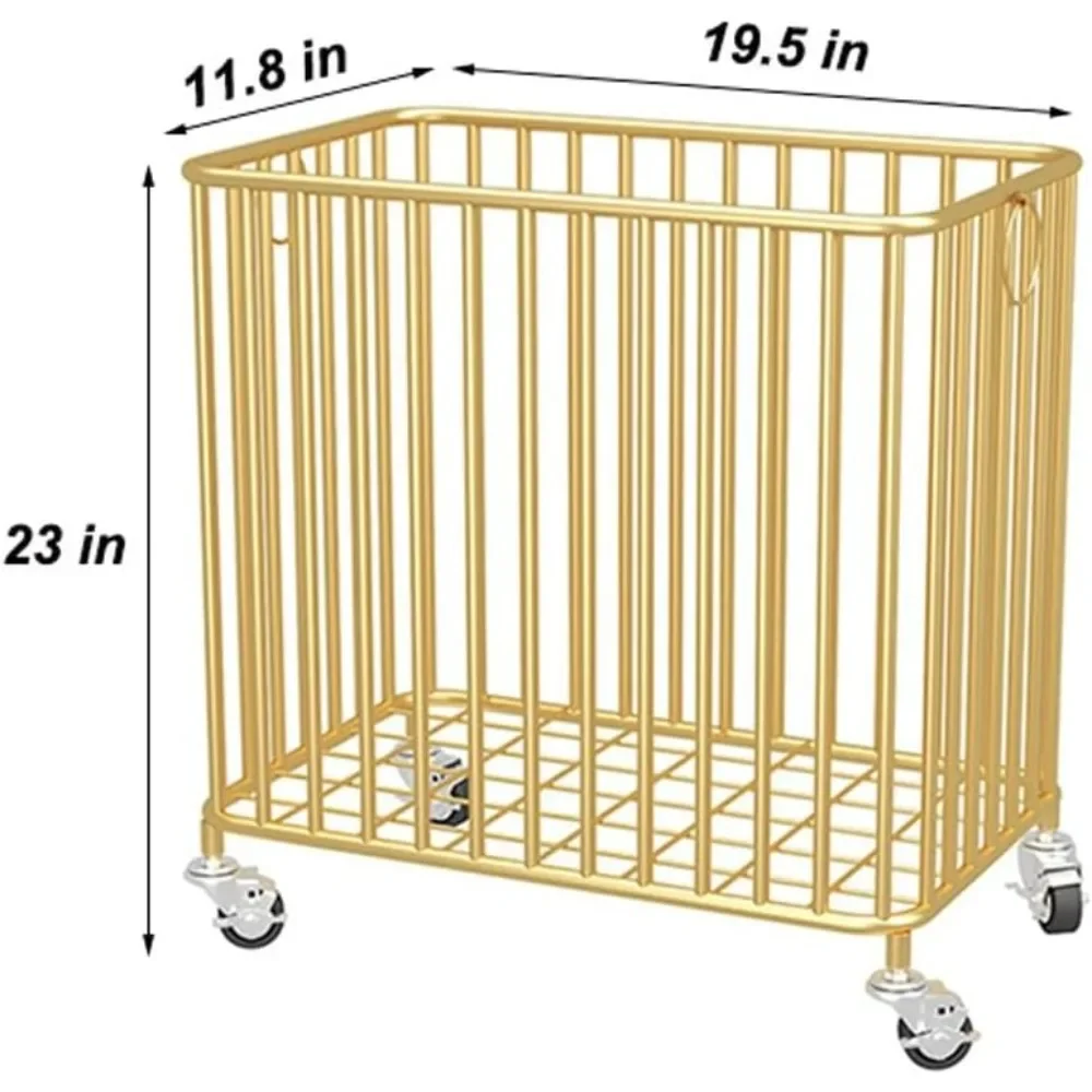 

Большая металлическая корзина для белья на колесиках для эффективного хранения одежды и постельного белья
