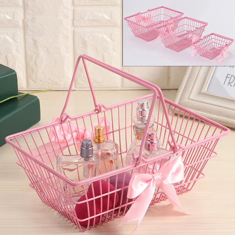 Mini Storage Basket Desktop Finishing Cosmetics Jewelry Storage For Girl Dormitory Desktop Organization Container Baskets