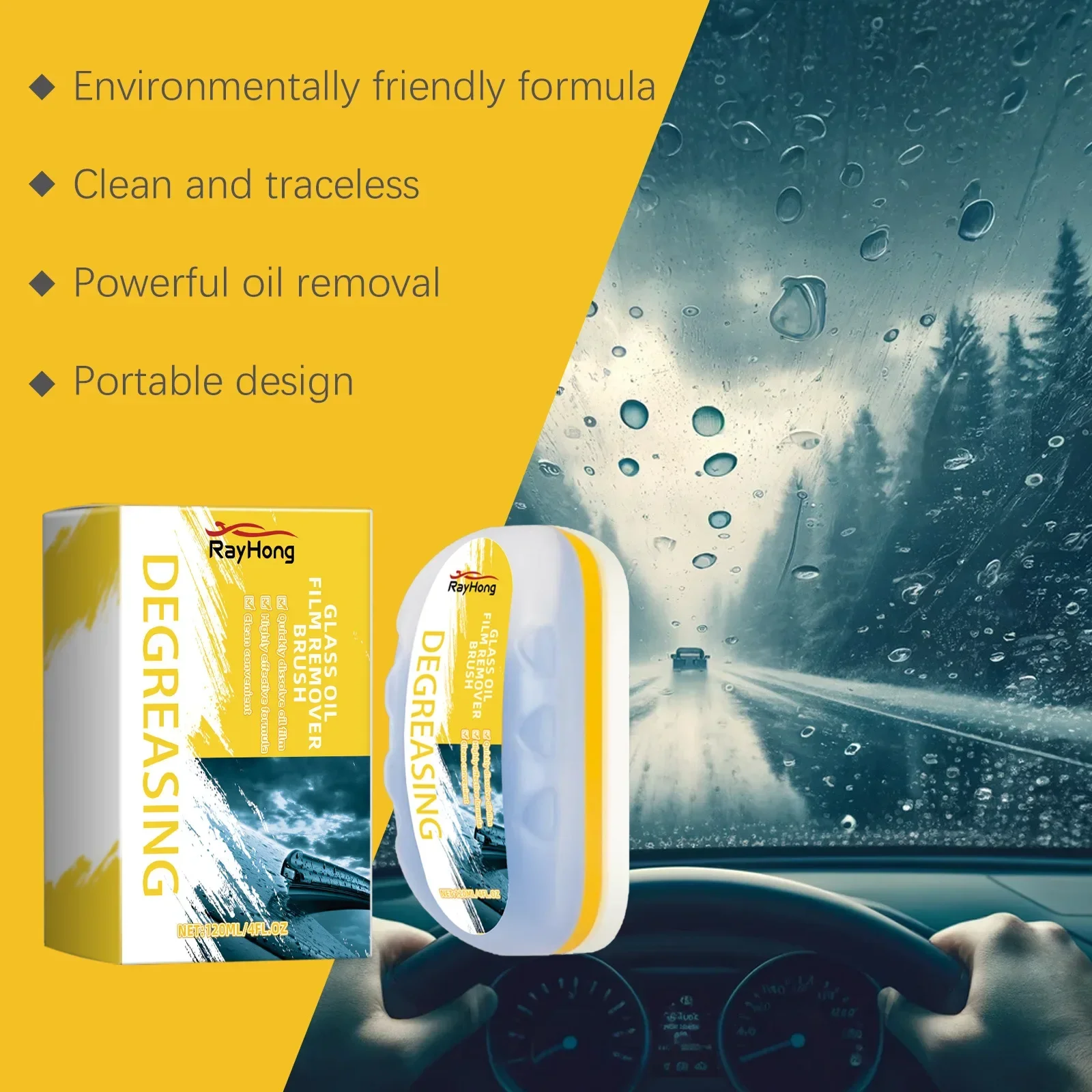 

Oil Film Cleaner Windshield Stains Removal Car Glass Polishing Clear Window Auto Detailing Brush Multifunctional Cleaning Agent