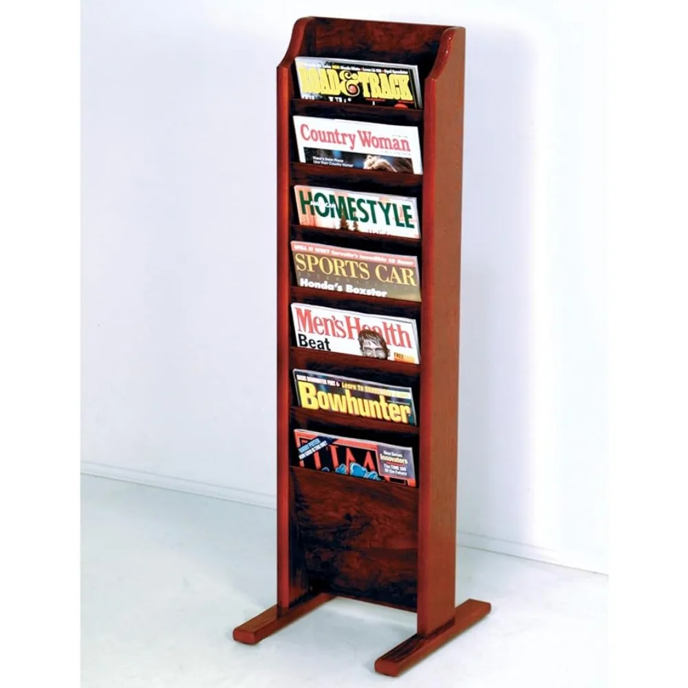 7-Pocket Cascade Free-Standing Magazine Rack Book Shelf Office Furniture