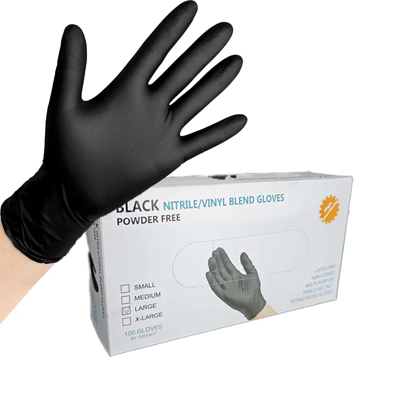 100PCSDisposable Nitrile Black Gloves - Tear-Resistant Durable, Ideal for Cooking Food Handling & Dough Kneading