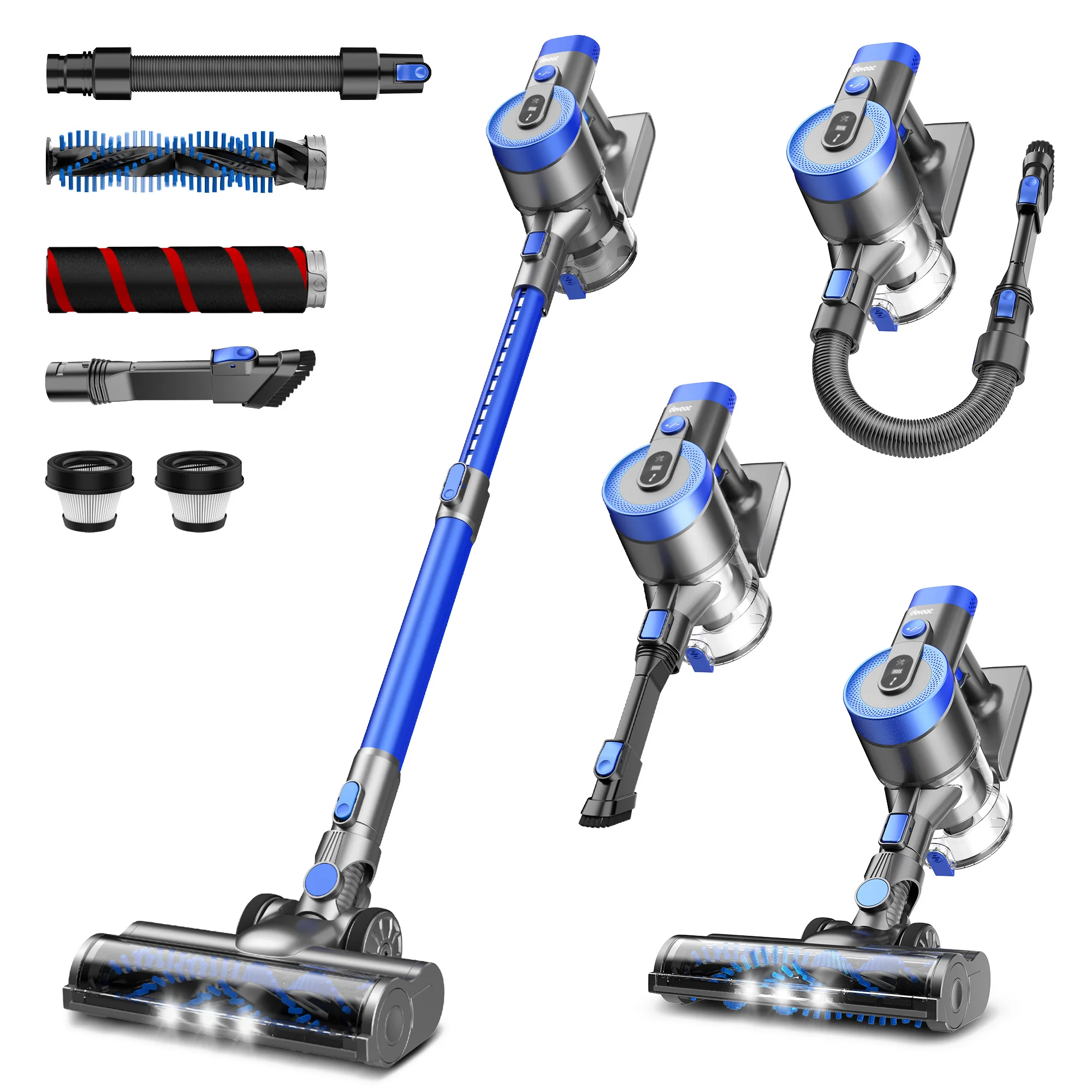 Devoac Cordless Vacuum Cleaner, 40Kpa 5 in 1 Ultra-Light Stick Vacuum for Hard Floor Carpet Pet Hair