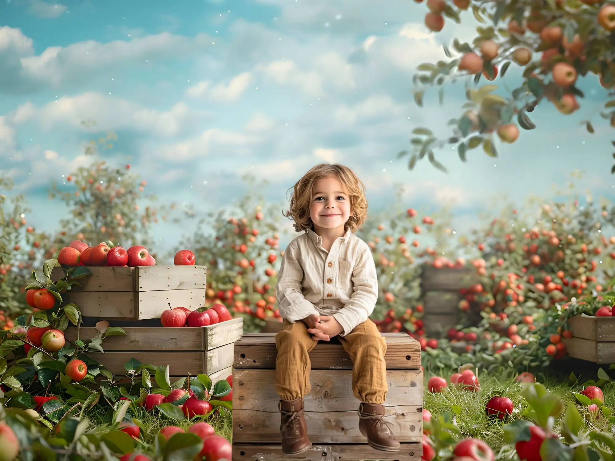 Mehofond Photography Background Apple Orchard Fall Harvest Back to School Kid Birthday Party Portrait Decor Backdrop Photo Studi