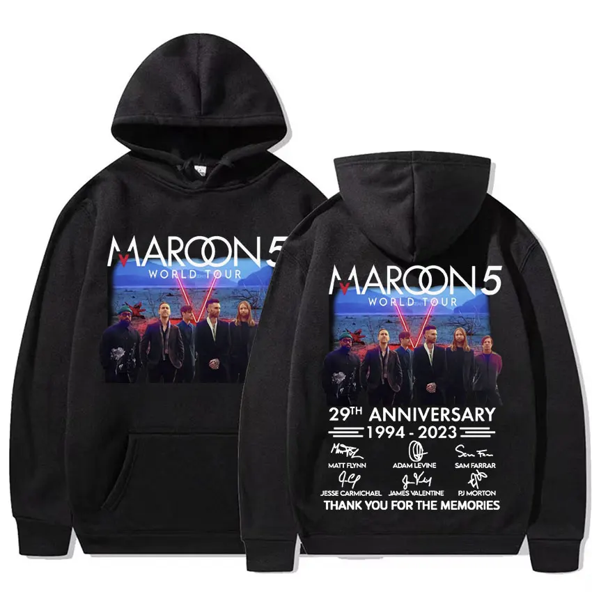 Maroon 5 Band World Tour Graphic Hoodies Men Harajuku Gothic Hip Hop Style Sweatshirt Unisex Casual Oversized Hoodie Streetwear