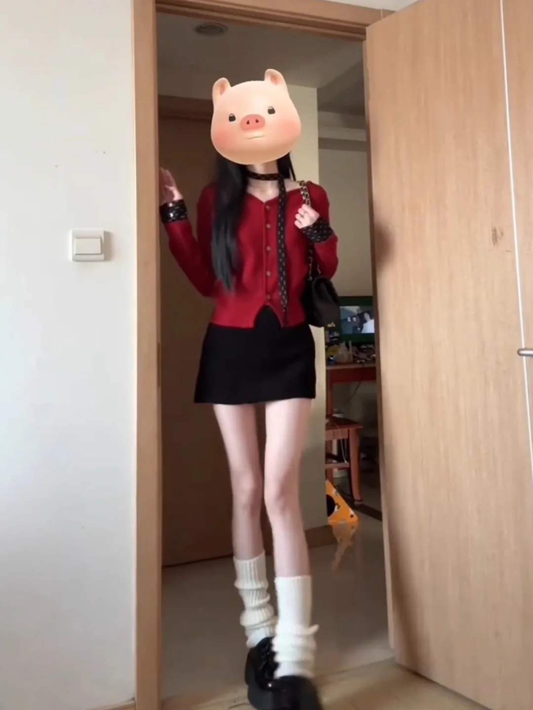 

Красный вязаный свитер, искусственный комплект из двух предметов, женский модный уникальный красивый топ ранней осени, V-Ne Long Sve, трикотаж