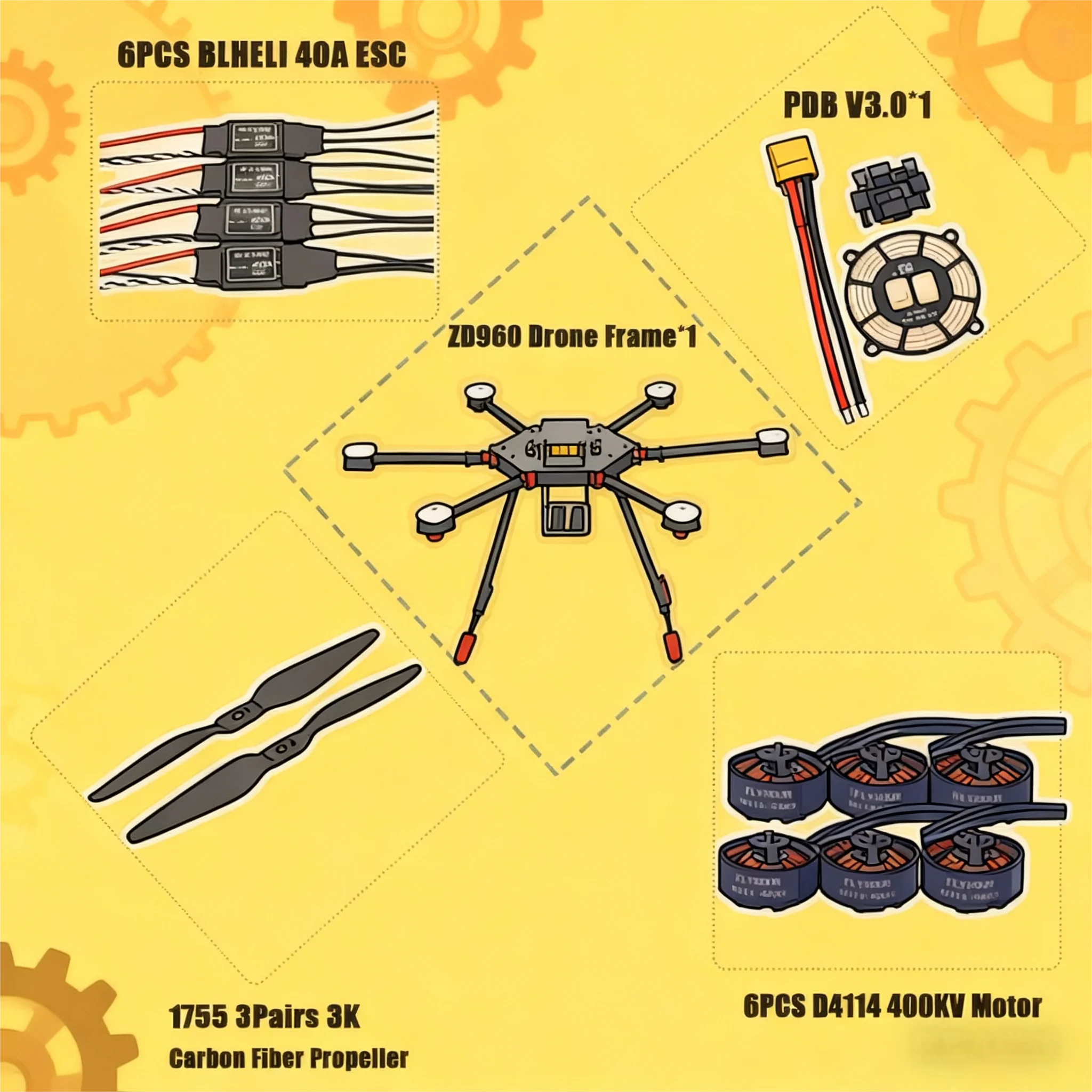 

FPV ZD960 Pixhawk2.4.8 M8N Полностью карбоновая шестироторная рама Blheli 40A Esc Flight Comtrol Набор радиотелеметрии