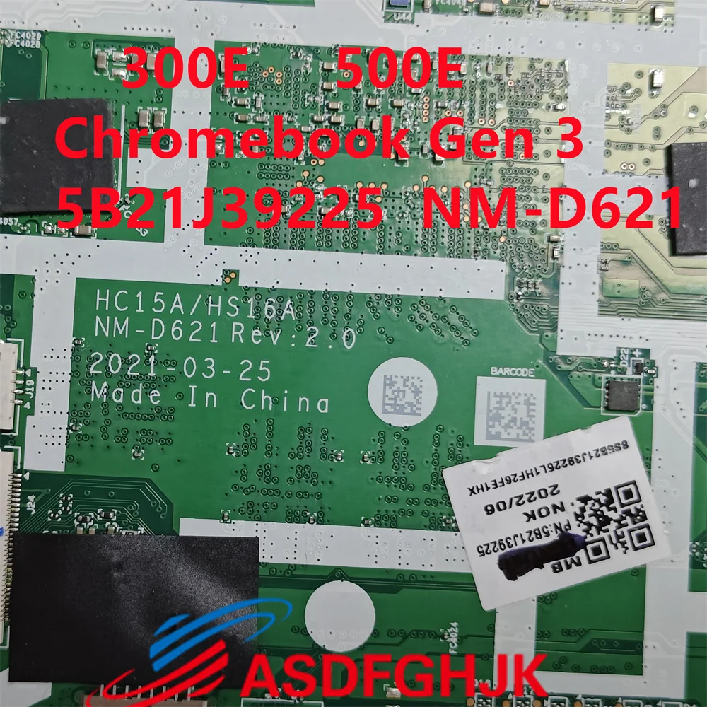 The original 5B21J39225 is suitable for Lenovo 300e 500e Chromebook Gen 3 laptop motherboard SRKGZ N5100U 8GB/64GB NM-D621 BM506