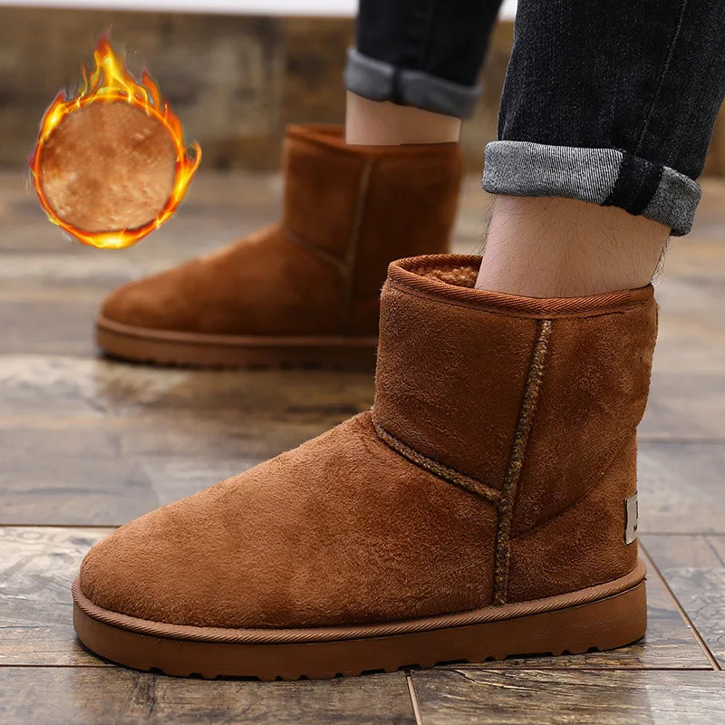 Botas de nieve baratas Para Hombre y mujer, Botas de invierno cálidas de felpa con plataforma, botines sin cordones de talla grande 47 Para Hombre