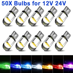 50PCS Wholesale T10 W5W W3W Led COB Burst Instrument Clearance Lights Reading Lights 12V 24V 6000K Bulbs White Yellow Ice Blue