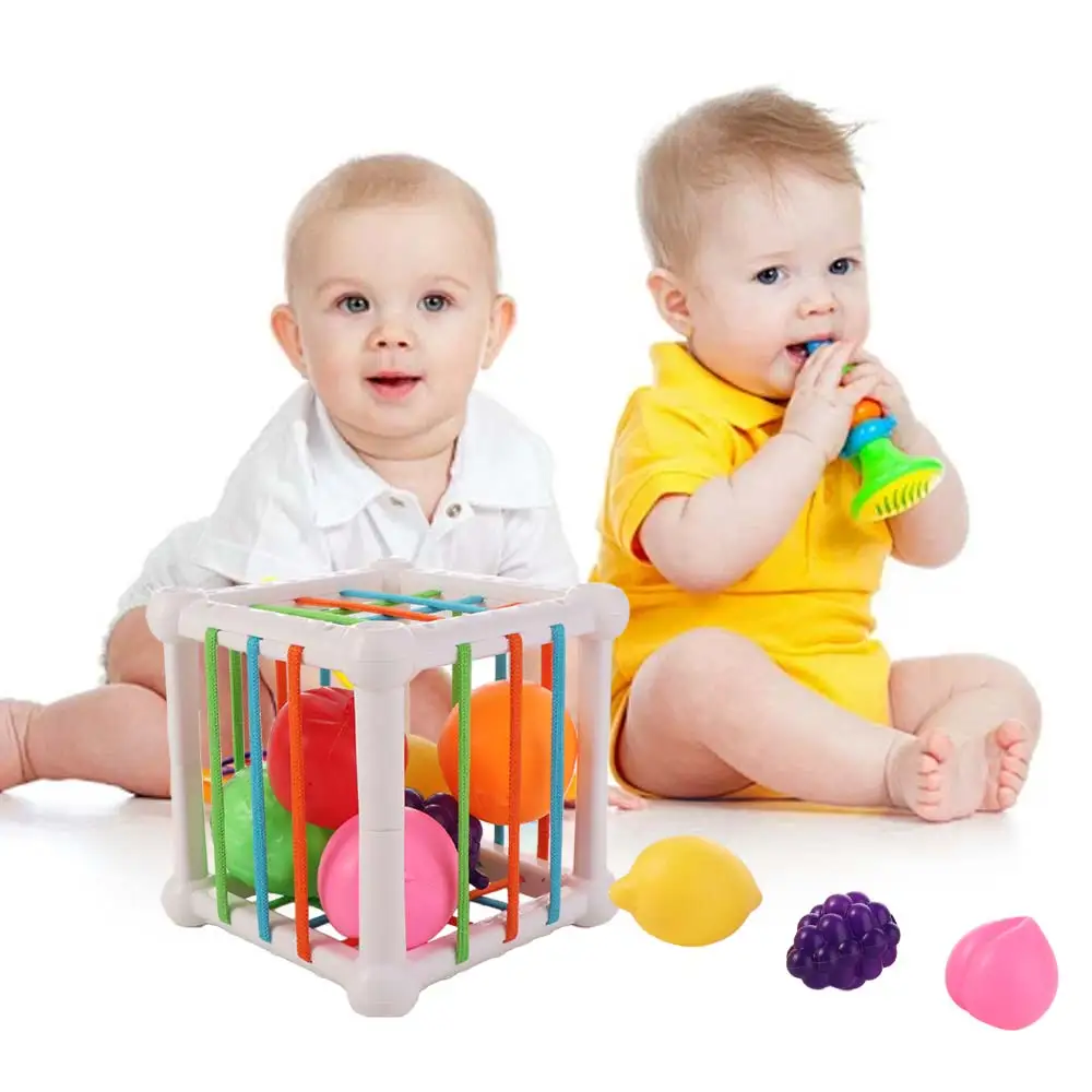 Met kleurrijk fruit Baby Montessori Zintuiglijk speelgoed Simulatie Fijne motoriek Vormsorteerder Kubus Babyspeelgoed Puzzel Cartoon