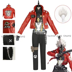 Zenless Zone Zero Billy Kid Game Cosplay Costume Belt Leather Uniform Wig White Hair Cunning Hares Aka Gentle House Halloween