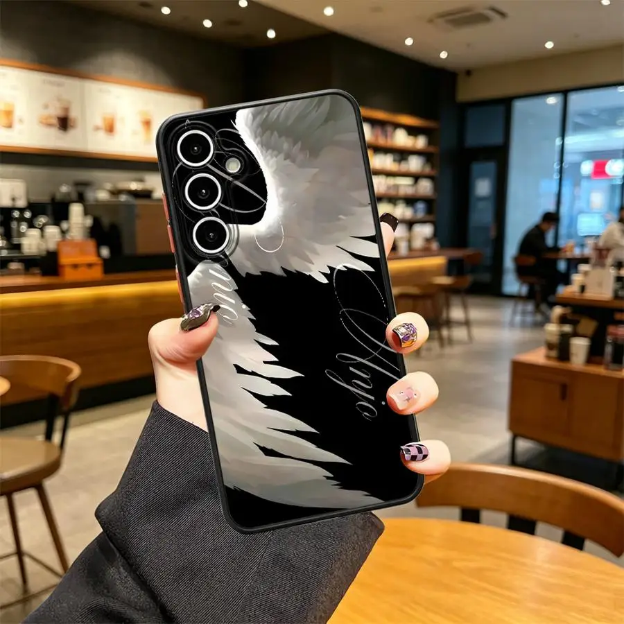 Case for Samsung Galaxy A34 A73 A33 A56 A52S A72 A16 A15 A14 A23 Phone Cover A55 A17 A52 A53 A36 A35 A54 Black White Wing