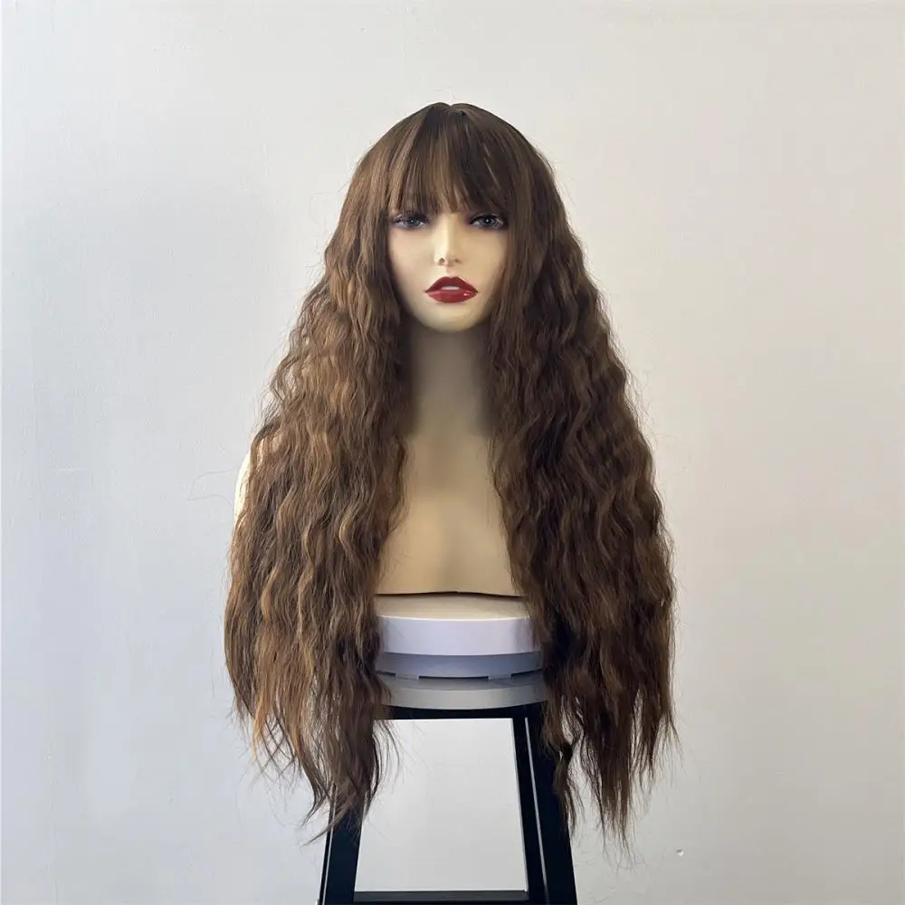 Frau Puppe Cosplay Perücke Mädchen Pony Multies Farben Kopfbedeckung Kleine Locken Lange Perücke Volle Kopfbedeckung Y2K Cosplay Headset