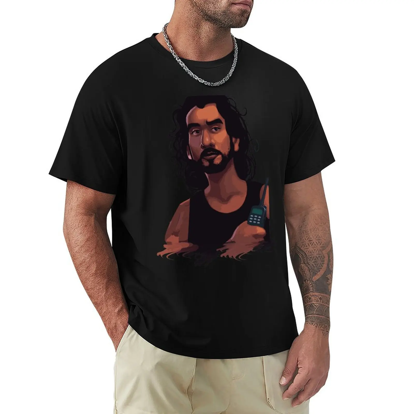 LOST Sayid portrait T-Shirt Estetyczna odzież hippie ubrania vintage t shirty czarny t shirty męskie