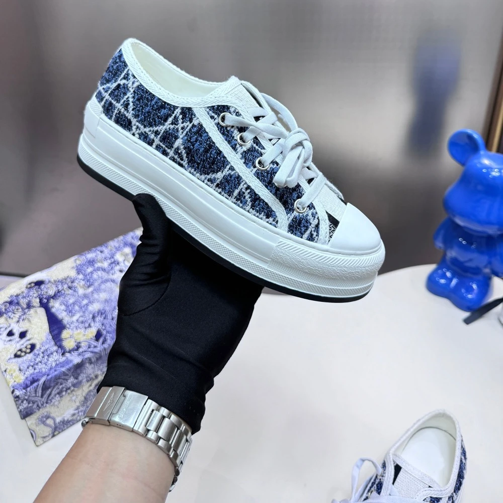 fashion Women Shoe Brand Designs New Thick Soled Canvas Shoes Casual Shoes Breathable Rattan Plaid Lightweight and Durable SL003