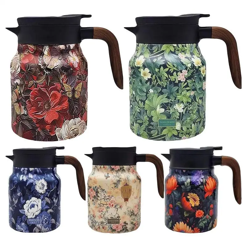 

Raidley Vintage Floral Tea Thermos Stainless Steel Tea Kettle Drip-Proof Tea Pot With Tea Infuser Mini Thermo Coffee Pot