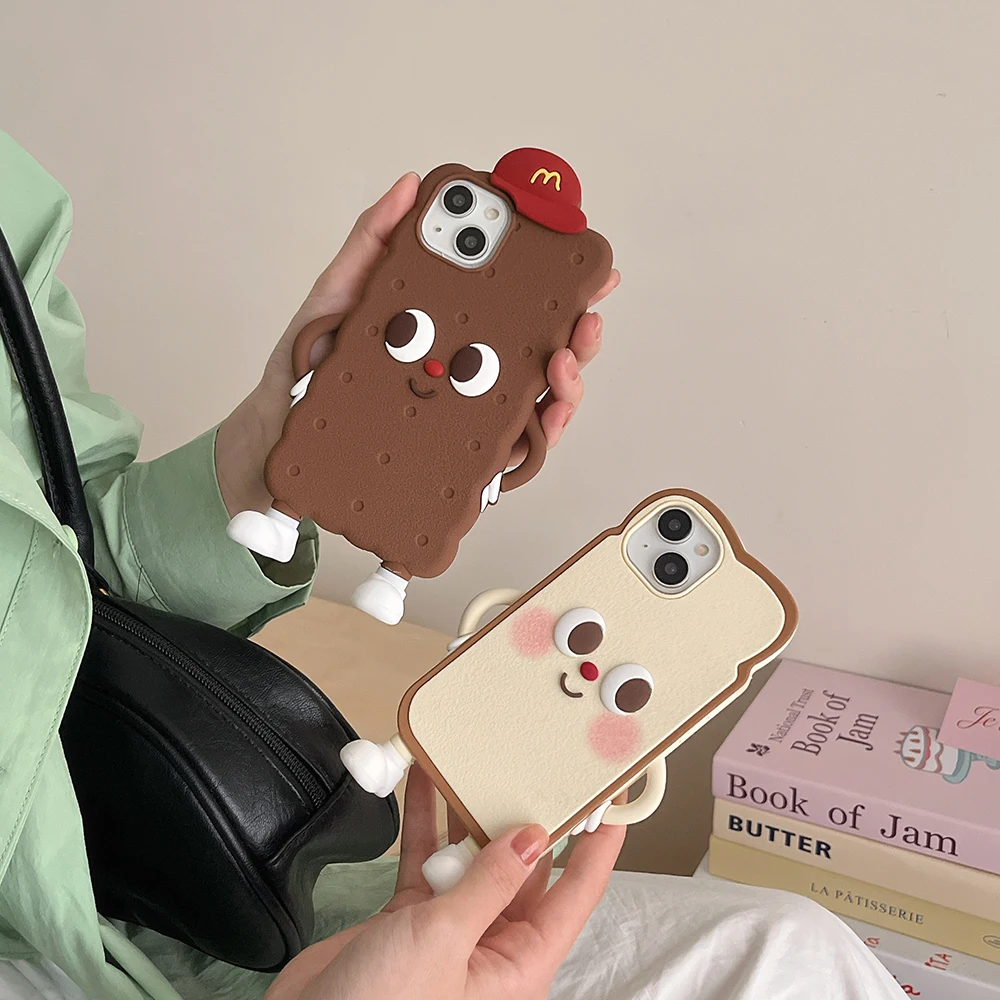 Kawaii 3D Japan Ins Chocolate Toast Cookies Weiche Silikon Handyhülle Stoßfeste Abdeckung für iPhone 16 15 14 13 12 Pro Max – Detail 10