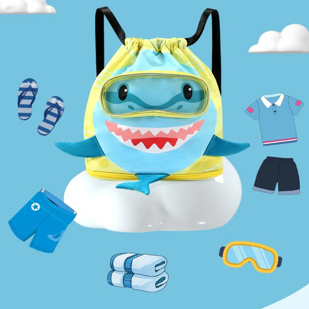 

Waterproof Swimming Wet Dry Bag Kids Backpack, Portable Oxford Cloth Separation Storage Pouch for Children Clothes Towels