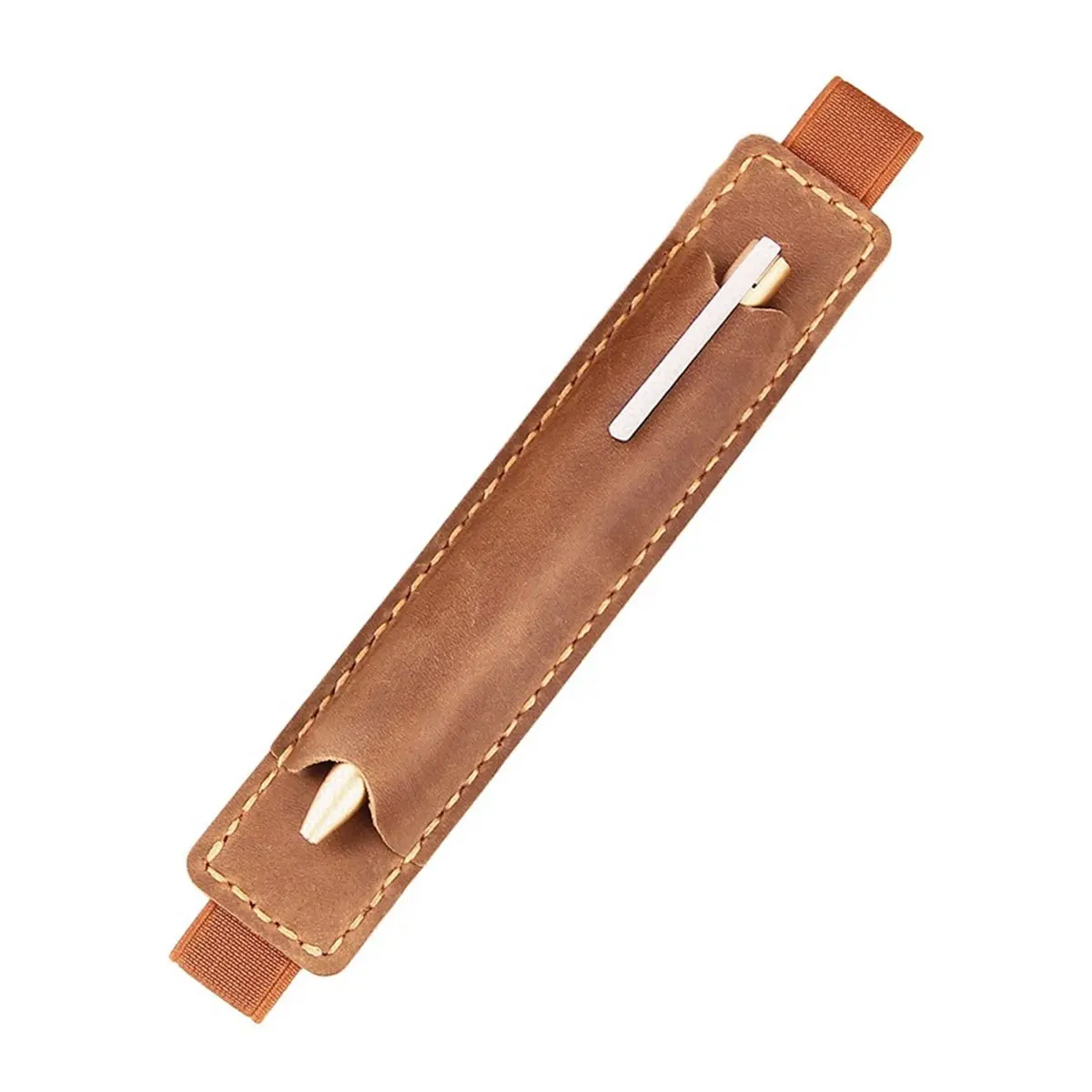 Best sales 2026 Retro PU Leather Notebook Elastic Pen Cover, Ballpoint Pen Cover, Handmade Pen Cover