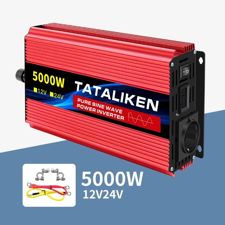 

Inverter Pure Sine Wave 5000WDC 12V/24V to AC 220V 230V Voltage Transfer Converter Charging Adapter EU or Universal Socket