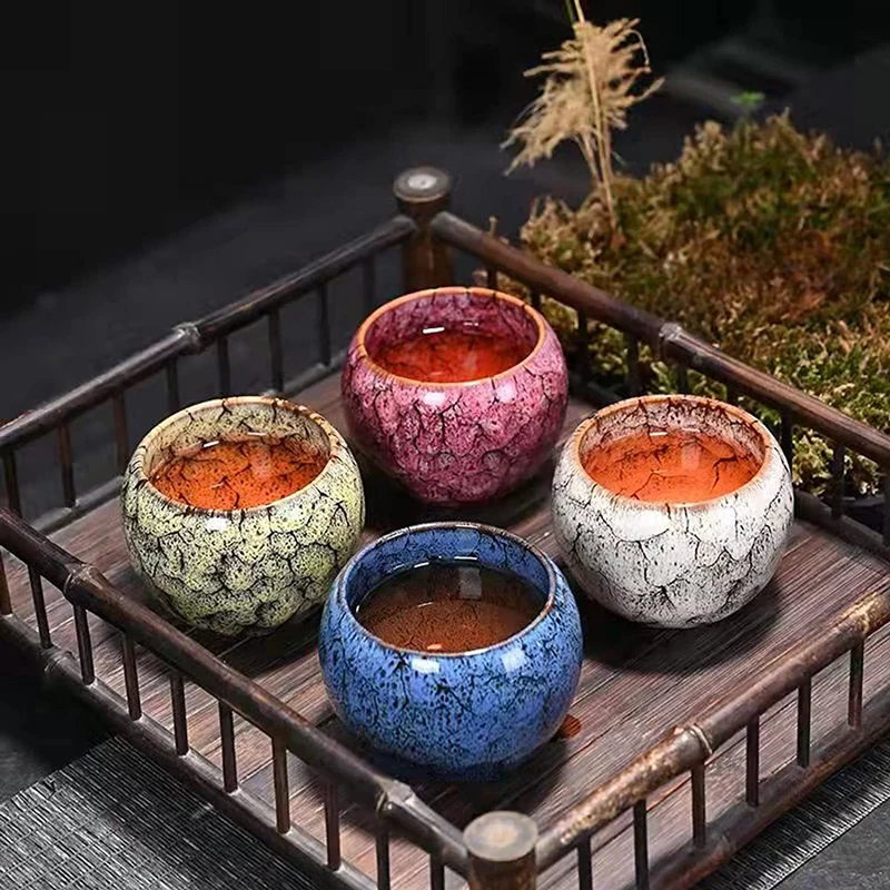 New Kung Fu Tea Cup Kiln Change China Mini Ceramic Cup Porcelain Tea Cups Pottery Drinkware Tableware Coffee Mug Wine Mugs 2023