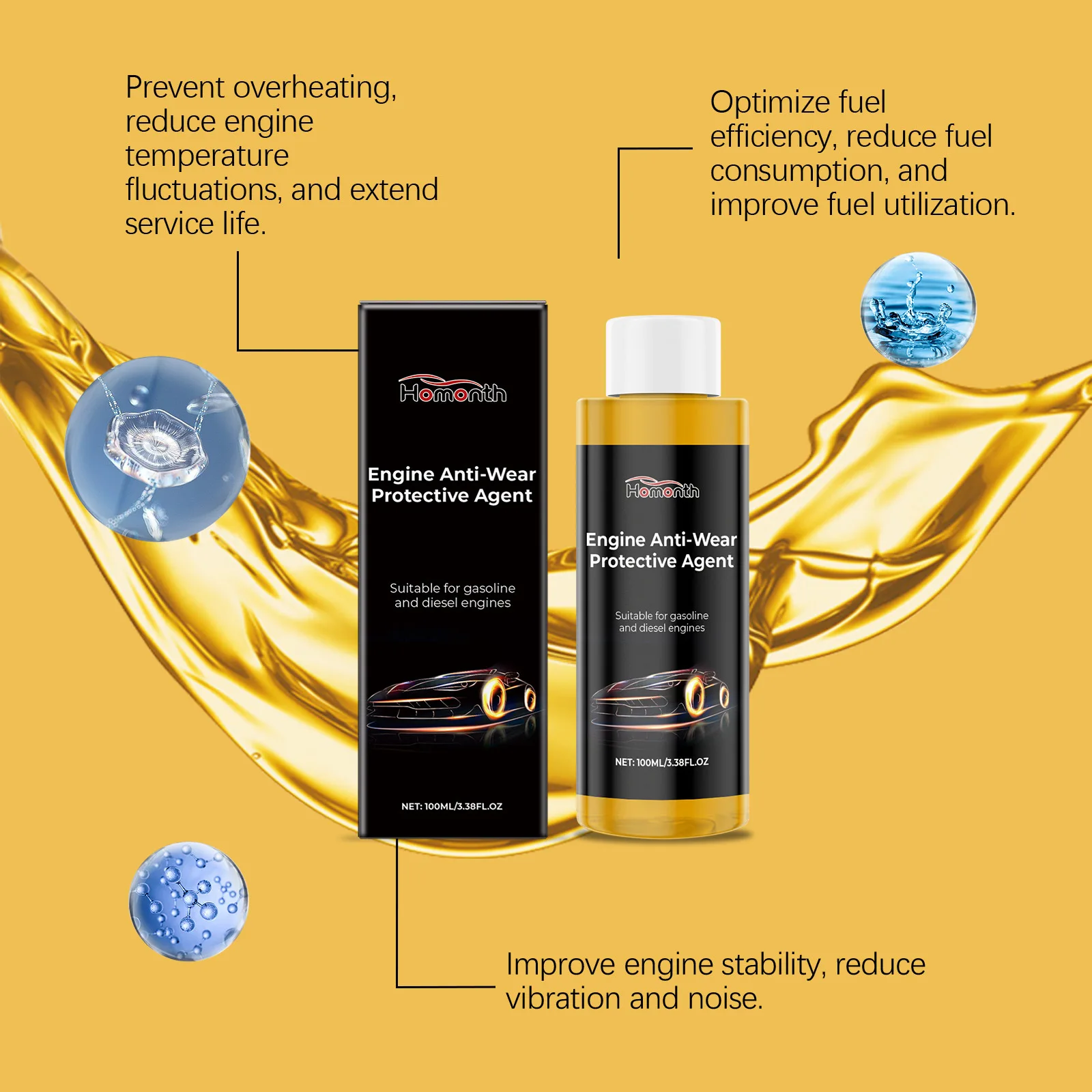 Engine Repair Additive Anti-Wear Oil Treatment Fix Blue Smoke Oil Consumption Extend Motor Life Auto Maintenance Fluid