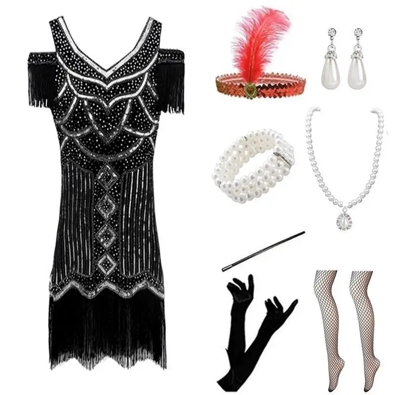 920S Vintage Gates Par Dr traje de actuación en escenario conjunto de disfraz de mujer colección de verano Ele vestido de noche