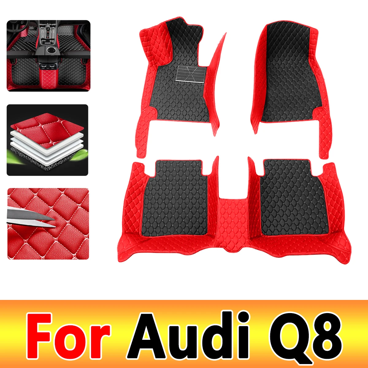 

Car Floor Mats For Audi Q8 2022 2021 2020 2019 Artificial Leather Carpets Cover Custom Styling Interior Accessories Foot Pads