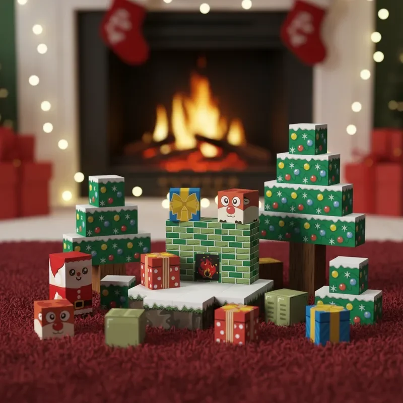 Build Your Own Christmas Decor Magnetic Blocks 54PCS STEM Creative Toys Santa Claus Gift Set